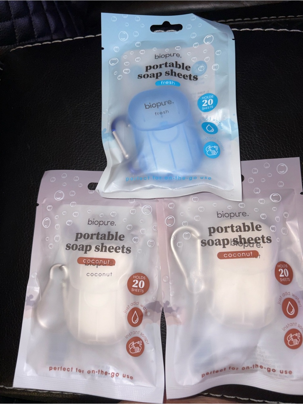 Portable Soap Sheets Pack — Coconut (White) & Fresh (Blue)